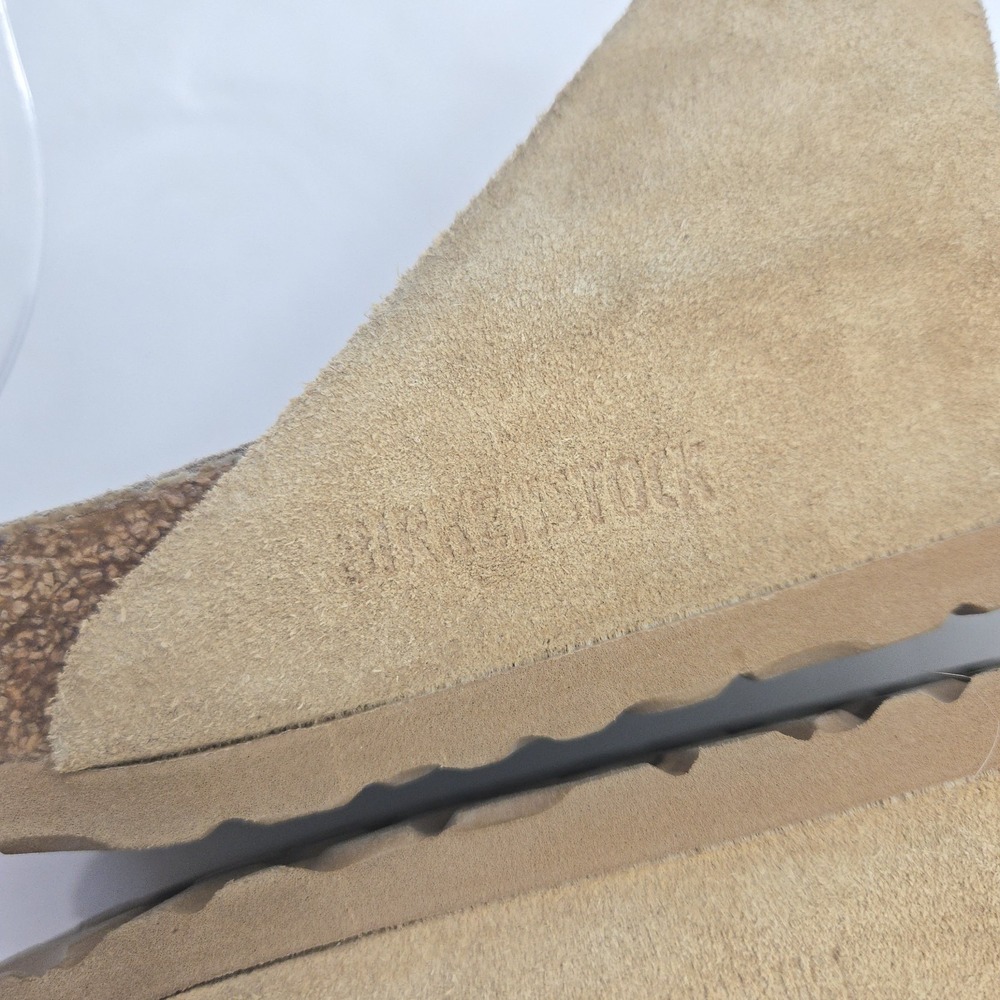 Birkenstock Sandals Size 41 Womens 10 N Arizona Latte Beige Leather Slip On Soft - Picture 9 of 14